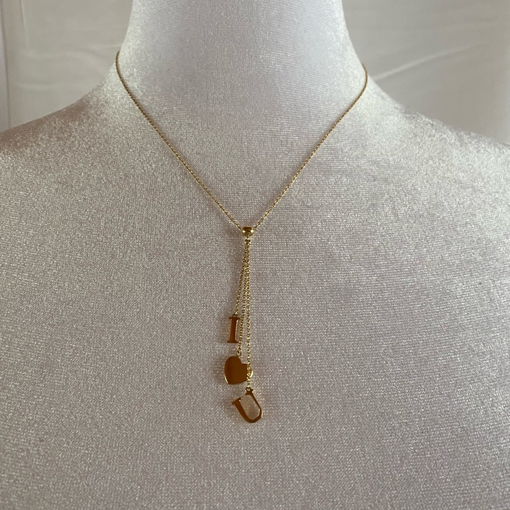Tiffany & Co. 18k yellow gold I love you I heart u Pendant Necklace with box